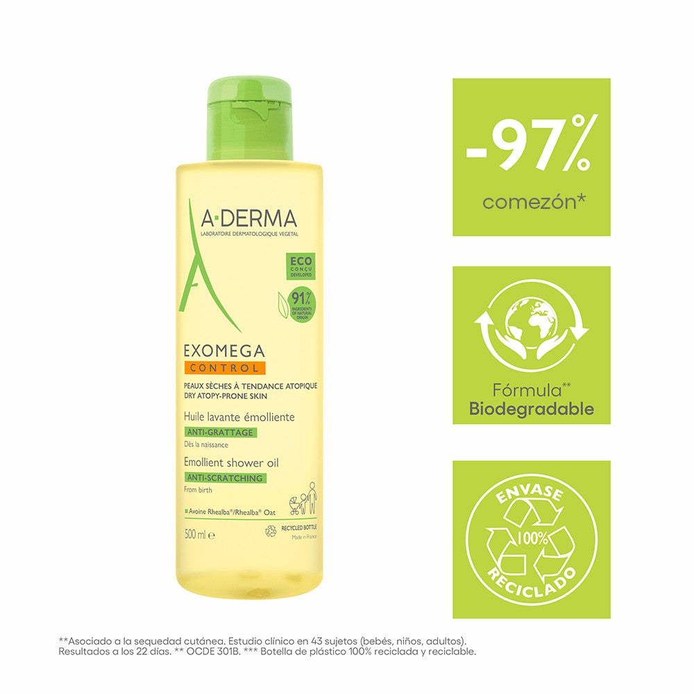 A-DERMA EXOMEGA ACEITE DE DUCHA BAÑO CORPORAL *500ML