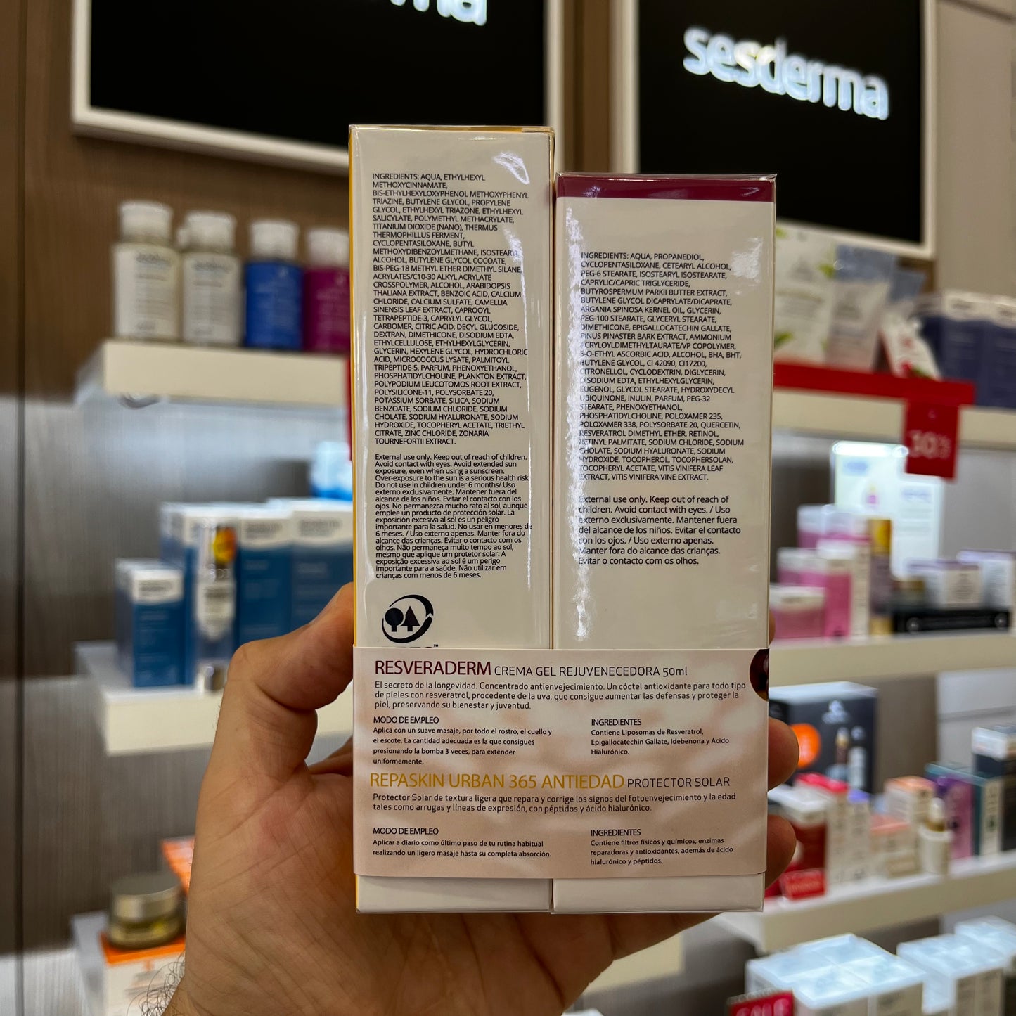 KIT RESVERADERM CREMA GEL + (GRATIS) REPASKIN URBAN 365 ANTIEDAD