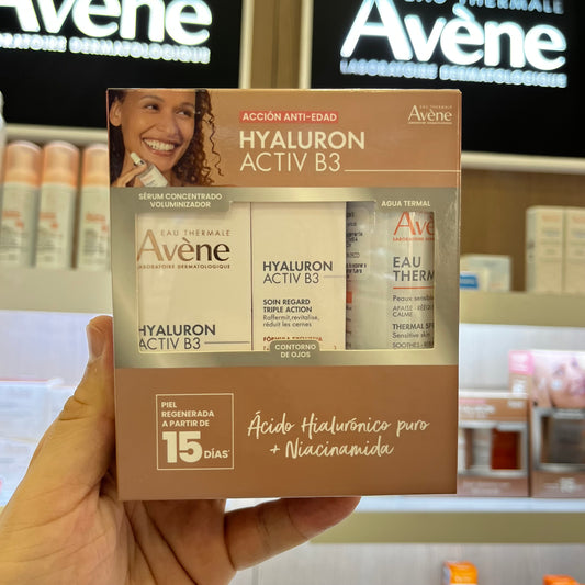 KIT AVENE HYALU ACTIV B3 SERUM + CONTORNO DE OJOS + AGUA THERMAL