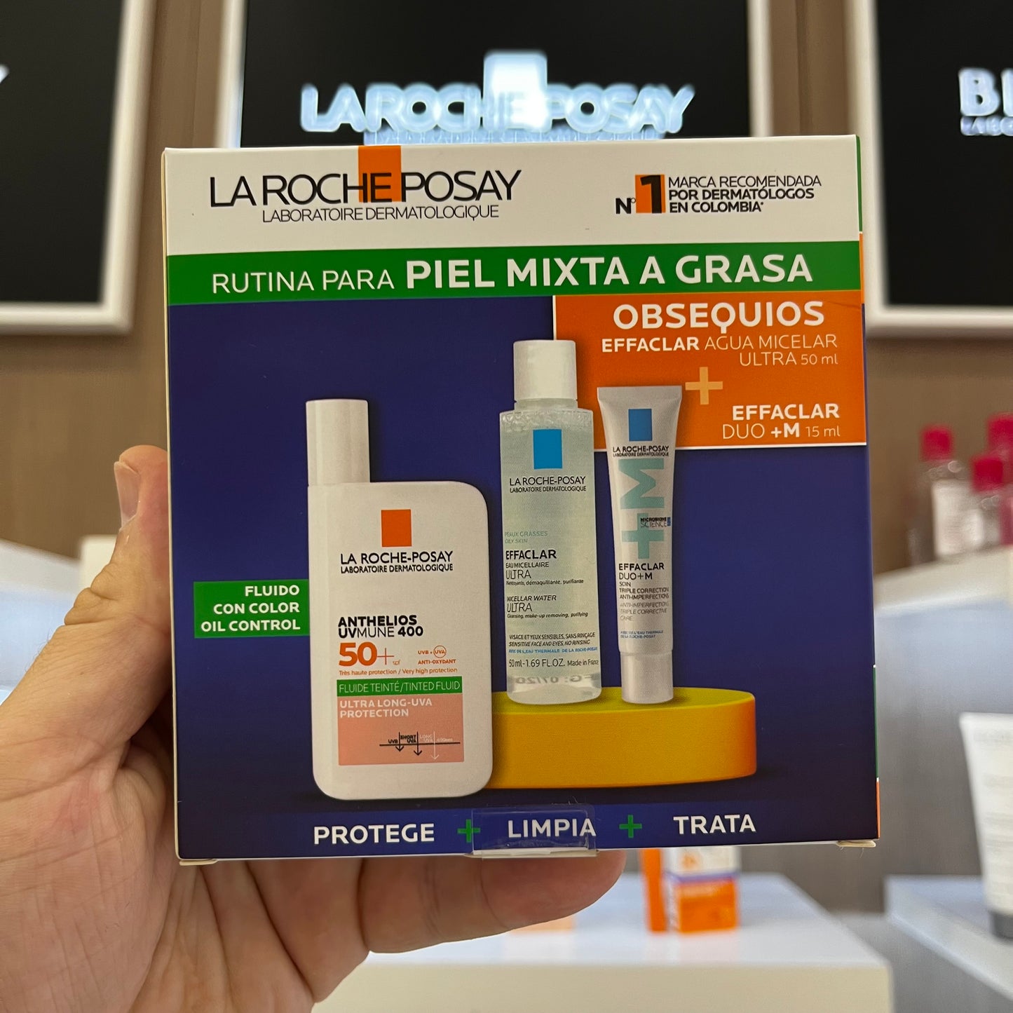 KIT ANTHELIOS UV MUNE COLOR + EFFACLAR AGUA MICELAR + EFFACLAR DUO+ M