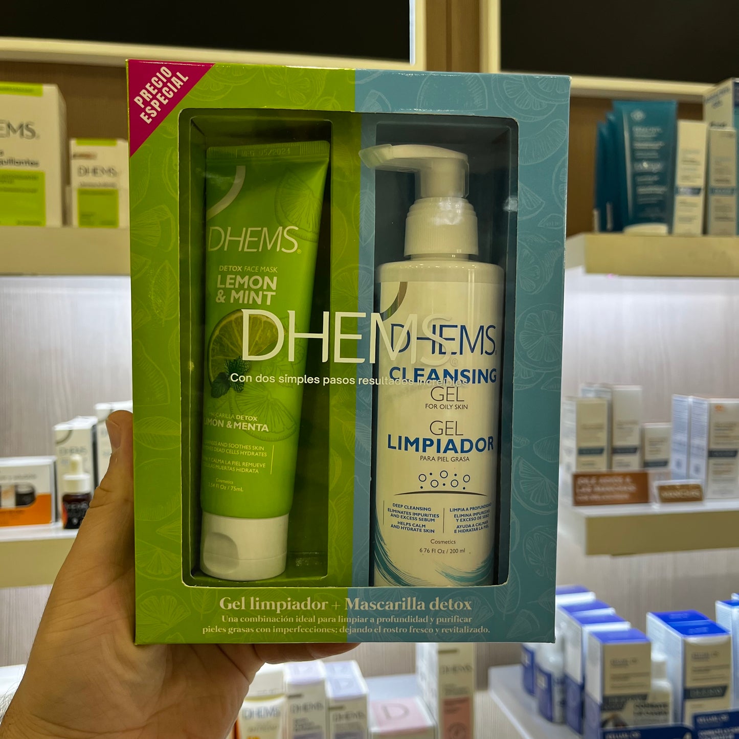 KIT DHEMS GEL LIMPIADOR + MASCARILLA DETOX LIMON Y MENTA