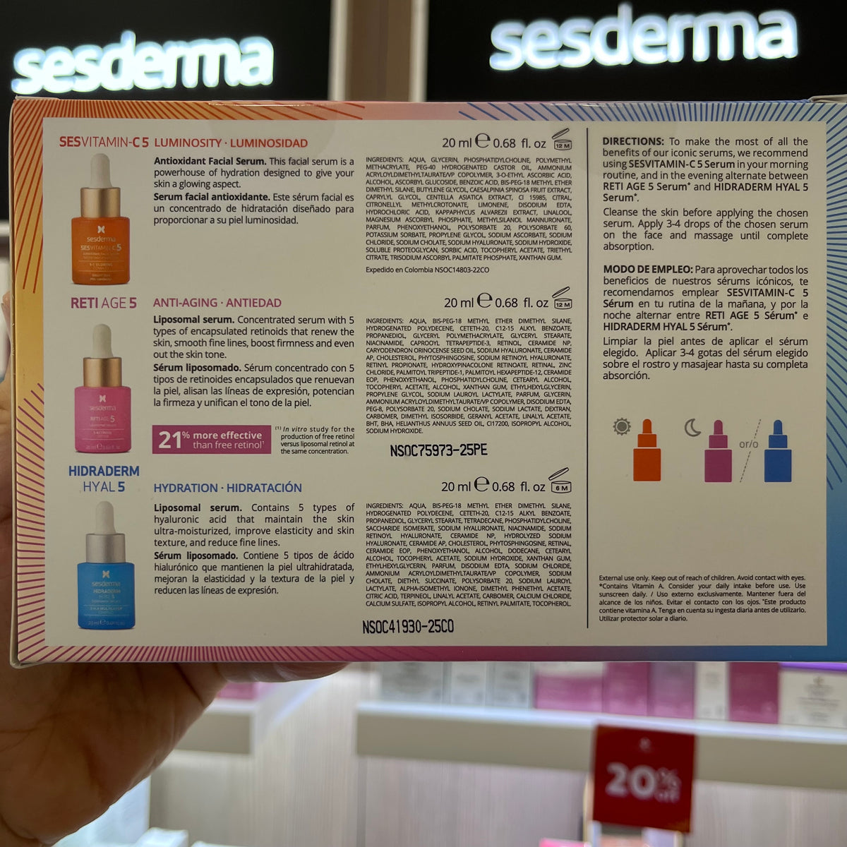 KIT SESDERMA SERUMS HIDRADERM HYAL 5 + SESVITAMIN-C 5 + RETIAGE 5