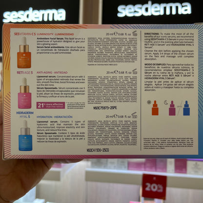 KIT SESDERMA SERUMS HIDRADERM HYAL 5 + SESVITAMIN-C 5 + RETIAGE 5