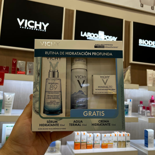 KIT MINERAL 89 SERUM *50ML + (GRATIS) AGUA THERMAL *50ML + (GRATIS) CREMA HIDRATANTE *15ML